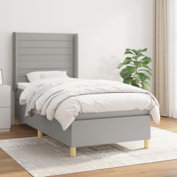 vidaXL Cama box spring con colchón tela gris claro 80x200 cm