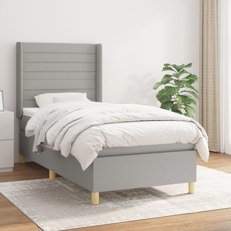 vidaXL Cama box spring con colchón tela gris claro 80x200 cm vidaXL Cama box spring con colchón tela gris claro 80x200 cm