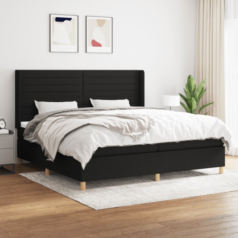 vidaXL Cama box spring con colchón tela negro 200x200 cm vidaXL Cama box spring con colchón tela negro 200x200 cm