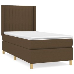 vidaXL Cama box spring con colchón tela marrón oscuro 80x200 cm