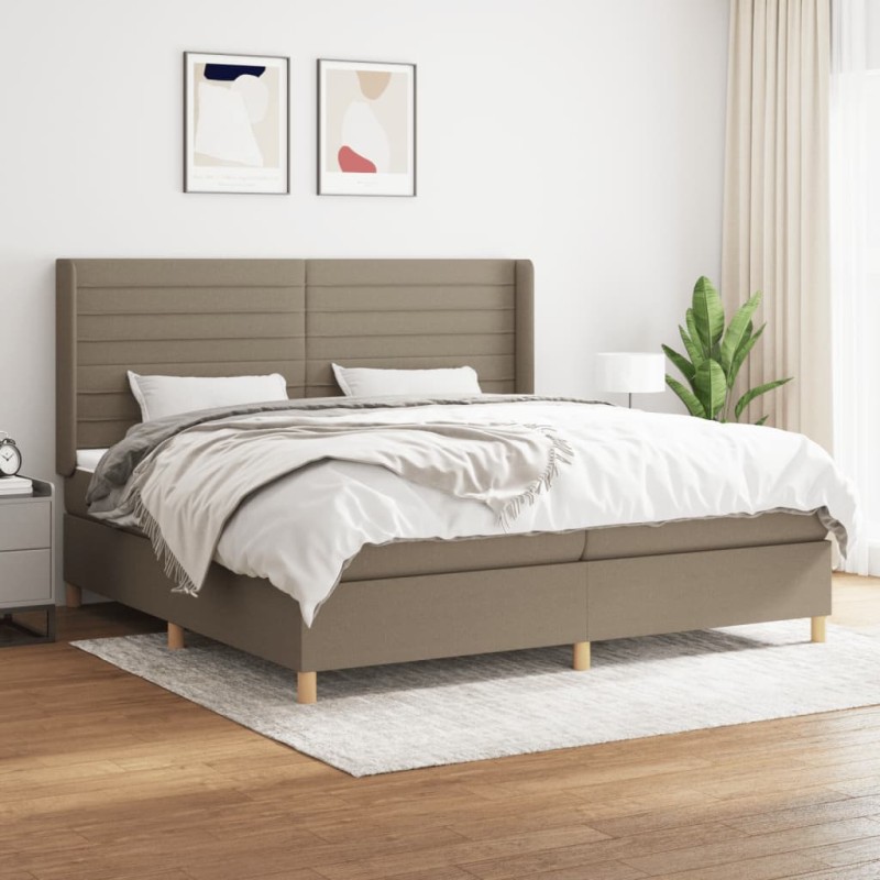 vidaXL Cama box spring con colchón tela gris taupe 200x200 cm vidaXL Cama box spring con colchón tela gris taupe 200x200 cm