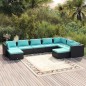 vidaXL Set de muebles de jardín 9 pzas y cojines ratán sintético negro vidaXL Set de muebles de jardín 9 pzas y cojines ratán sintético negro