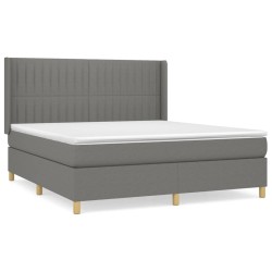 vidaXL Cama box spring con colchón tela gris oscuro 160x200 cm