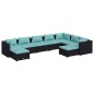 vidaXL Set de muebles de jardín 9 pzas y cojines ratán sintético negro vidaXL Set de muebles de jardín 9 pzas y cojines ratán sintético negro