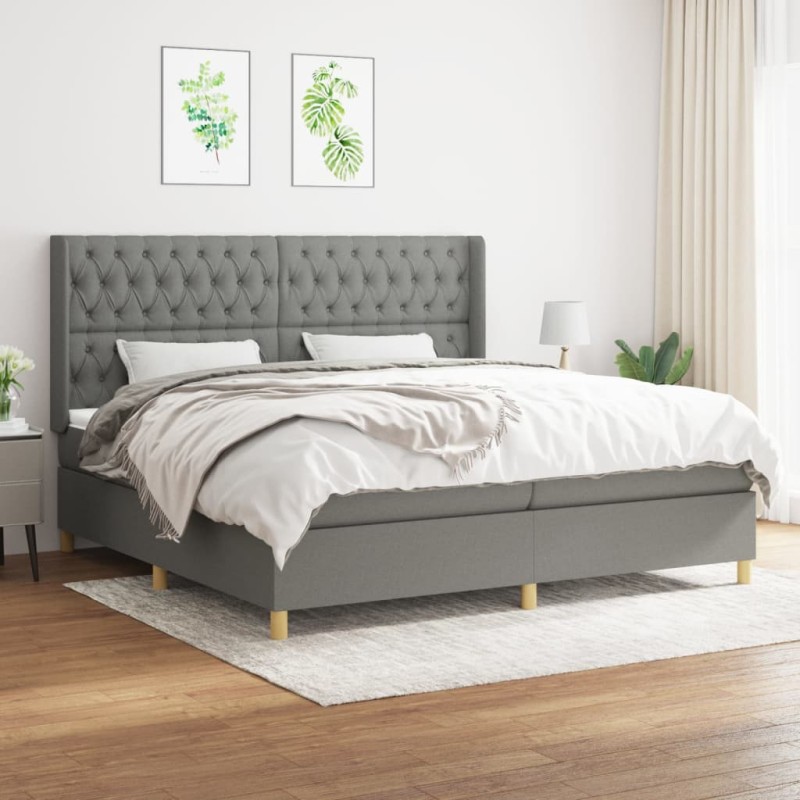 vidaXL Cama box spring con colchón tela gris oscuro 200x200 cm vidaXL Cama box spring con colchón tela gris oscuro 200x200 cm