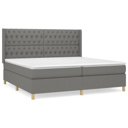vidaXL Cama box spring con colchón tela gris oscuro 200x200 cm