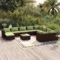 vidaXL Set muebles de jardín 11 pzas y cojines ratán sintético marrón vidaXL Set muebles de jardín 11 pzas y cojines ratán sintético marrón