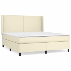 vidaXL Cama box spring con colchón cuero sintético crema 160x200 cm