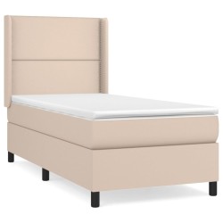 vidaXL Cama box spring con colchón cuero sintético capuchino 80x200 cm
