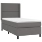 vidaXL Cama box spring con colchón cuero sintético gris 100x200 cm vidaXL Cama box spring con colchón cuero sintético gris 100x200 cm