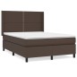 vidaXL Cama box spring con colchón cuero sintético marrón 140x200cm vidaXL Cama box spring con colchón cuero sintético marrón 140x200cm