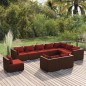 vidaXL Set muebles de jardín 10 pzas y cojines ratán sintético marrón vidaXL Set muebles de jardín 10 pzas y cojines ratán sintético marrón