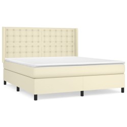 vidaXL Cama box spring con colchón cuero sintético crema 180x200 cm