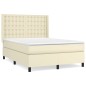 vidaXL Cama box spring con colchón cuero sintético crema 140x200cm vidaXL Cama box spring con colchón cuero sintético crema 140x200cm