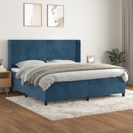 vidaXL Cama box spring con colchón terciopelo azul oscuro 200x200 cm