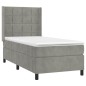 vidaXL Cama box spring con colchón terciopelo gris claro 80x200 cm vidaXL Cama box spring con colchón terciopelo gris claro 80x200 cm