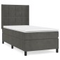 vidaXL Cama box spring con colchón terciopelo gris oscuro 90x200 cm