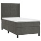 vidaXL Cama box spring con colchón terciopelo gris oscuro 90x200 cm
