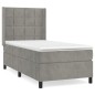vidaXL Cama box spring con colchón terciopelo gris claro 90x190 cm