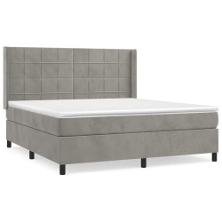 vidaXL Cama box spring con colchón terciopelo gris claro 160x200 cm