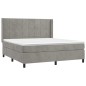 vidaXL Cama box spring con colchón terciopelo gris claro 160x200 cm vidaXL Cama box spring con colchón terciopelo gris claro 160x200 cm