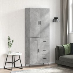 vidaXL Aparador alto madera contrachapada gris hormigón 69,5x34x180 cm