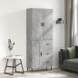 vidaXL Aparador alto madera contrachapada gris hormigón 69,5x34x180 cm