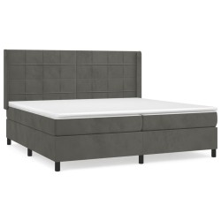 vidaXL Cama box spring con colchón terciopelo gris oscuro 200x200 cm