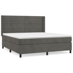 vidaXL Cama box spring con colchón terciopelo gris oscuro 180x200 cm