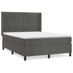 vidaXL Cama box spring con colchón terciopelo gris oscuro 140x190 cm