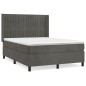 vidaXL Cama box spring con colchón terciopelo gris oscuro 140x190 cm vidaXL Cama box spring con colchón terciopelo gris oscuro 140x190 cm