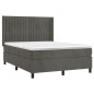 vidaXL Cama box spring con colchón terciopelo gris oscuro 140x190 cm vidaXL Cama box spring con colchón terciopelo gris oscuro 140x190 cm