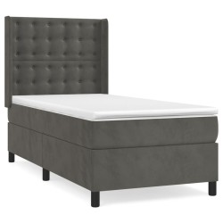 vidaXL Cama box spring con colchón terciopelo gris oscuro 80x200 cm
