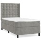 vidaXL Cama box spring con colchón terciopelo gris claro 100x200 cm vidaXL Cama box spring con colchón terciopelo gris claro 100x200 cm