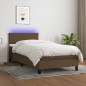 vidaXL Cama box spring con colchón LED tela marrón oscuro 100x200 cm vidaXL Cama box spring con colchón LED tela marrón oscuro 100x200 cm