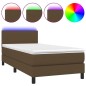 vidaXL Cama box spring con colchón LED tela marrón oscuro 100x200 cm vidaXL Cama box spring con colchón LED tela marrón oscuro 100x200 cm