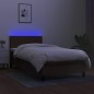 vidaXL Cama box spring con colchón LED tela marrón oscuro 100x200 cm vidaXL Cama box spring con colchón LED tela marrón oscuro 100x200 cm