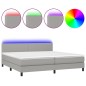 vidaXL Cama box spring con colchón tela y LED gris claro 200x200 cm vidaXL Cama box spring con colchón tela y LED gris claro 200x200 cm