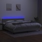 vidaXL Cama box spring con colchón tela y LED gris claro 200x200 cm vidaXL Cama box spring con colchón tela y LED gris claro 200x200 cm