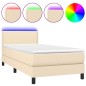 vidaXL Cama box spring colchón y luces LED tela color crema 90x190 cm vidaXL Cama box spring colchón y luces LED tela color crema 90x190 cm