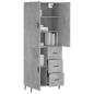 vidaXL Aparador alto madera contrachapada gris hormigón 69,5x34x180 cm