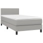 vidaXL Cama box spring colchón y luces LED tela gris claro 90x190 cm vidaXL Cama box spring colchón y luces LED tela gris claro 90x190 cm