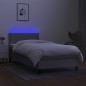 vidaXL Cama box spring colchón y luces LED tela gris claro 90x190 cm vidaXL Cama box spring colchón y luces LED tela gris claro 90x190 cm