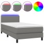 vidaXL Cama box spring colchón y luces LED tela gris oscuro 100x200 cm vidaXL Cama box spring colchón y luces LED tela gris oscuro 100x200 cm