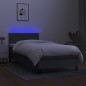 vidaXL Cama box spring colchón y luces LED tela gris oscuro 100x200 cm vidaXL Cama box spring colchón y luces LED tela gris oscuro 100x200 cm