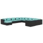 vidaXL Set de muebles de jardín 12 pzas cojines ratán sintético negro vidaXL Set de muebles de jardín 12 pzas cojines ratán sintético negro