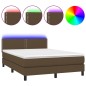 vidaXL Cama box spring colchón luces LED tela marrón oscuro 140x200cm vidaXL Cama box spring colchón luces LED tela marrón oscuro 140x200cm