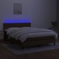 vidaXL Cama box spring colchón luces LED tela marrón oscuro 140x200cm vidaXL Cama box spring colchón luces LED tela marrón oscuro 140x200cm