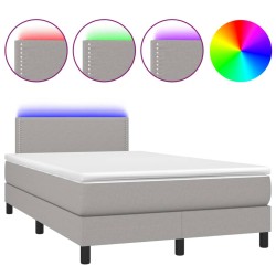 vidaXL Cama box spring con colchón tela y LED gris claro 120x200 cm