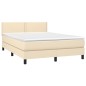 vidaXL Cama box spring colchón y luces LED tela crema 140x200 cm vidaXL Cama box spring colchón y luces LED tela crema 140x200 cm